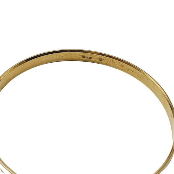 Crown Trifari White Enamel Gold Tone Bangle Bracelet Mid Century Modern - Picture 4 of 4